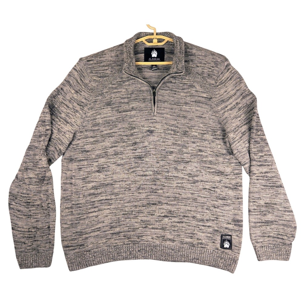 Alaskan Hardgear Mens Wateroff 2XL Speckled Knit Merino Wool‎ 1/4 Zip Sweater